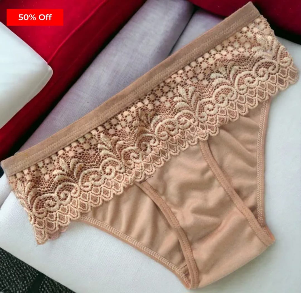 Fancy Net Hipster Panty for Women Cotton Blend Mid-Rise Everyday Panties (Grey, Beige & Pink | Pack of 3)