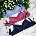 Lightly Padded Seamless Bra Set( Pack of 3)- Sea Blue, Magenta, Navy Blue