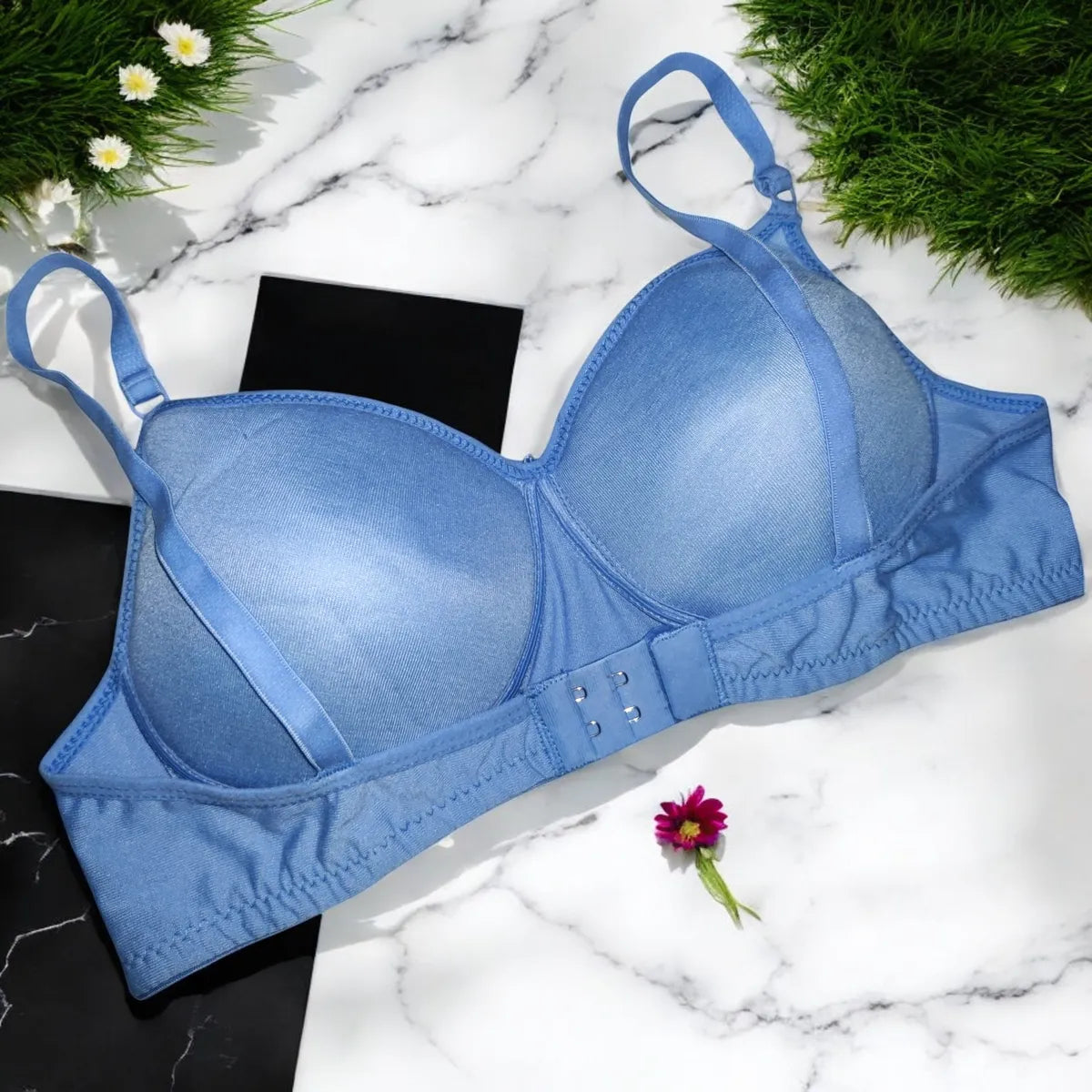 Lightly Padded Seamless Bra Set( Pack of 3)- Sea Blue, Magenta, Navy Blue