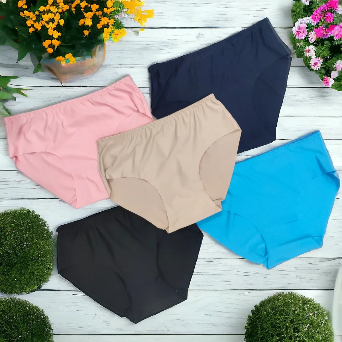 Women's Nylon fabric Seamless panty-Pack of 5, Assorted Colors I Soft, Strechable, Comfortable and invisible underwear