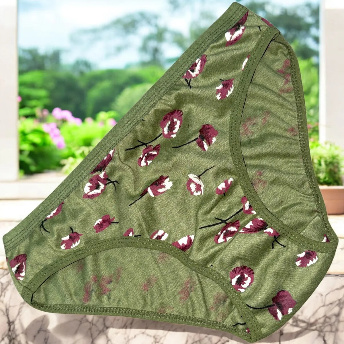 Women Printed Cotton Blend Panty-Pack of 3(Green, Grey, Pink)