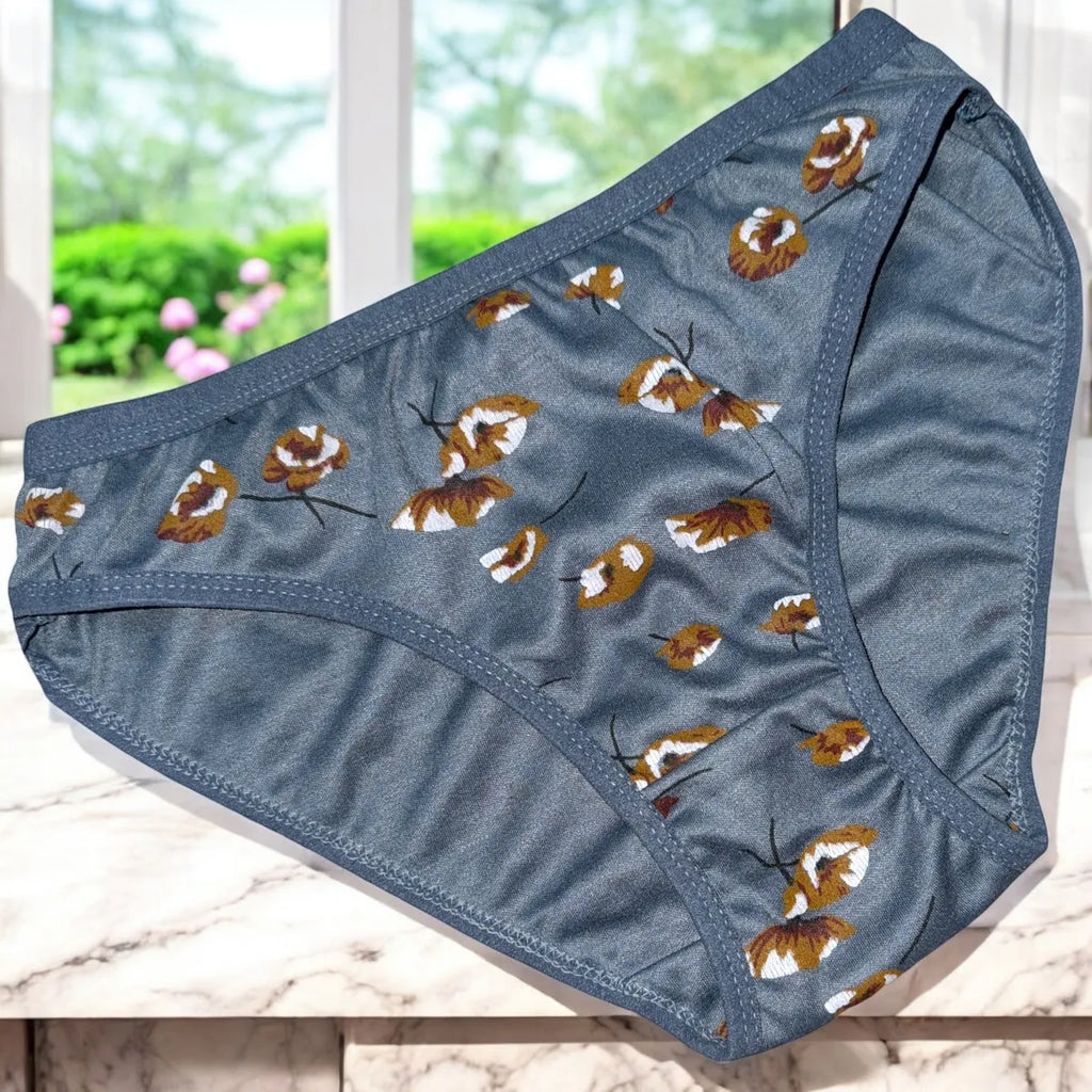 Women Printed Cotton Blend Panty-Pack of 3(Green, Grey, Pink)