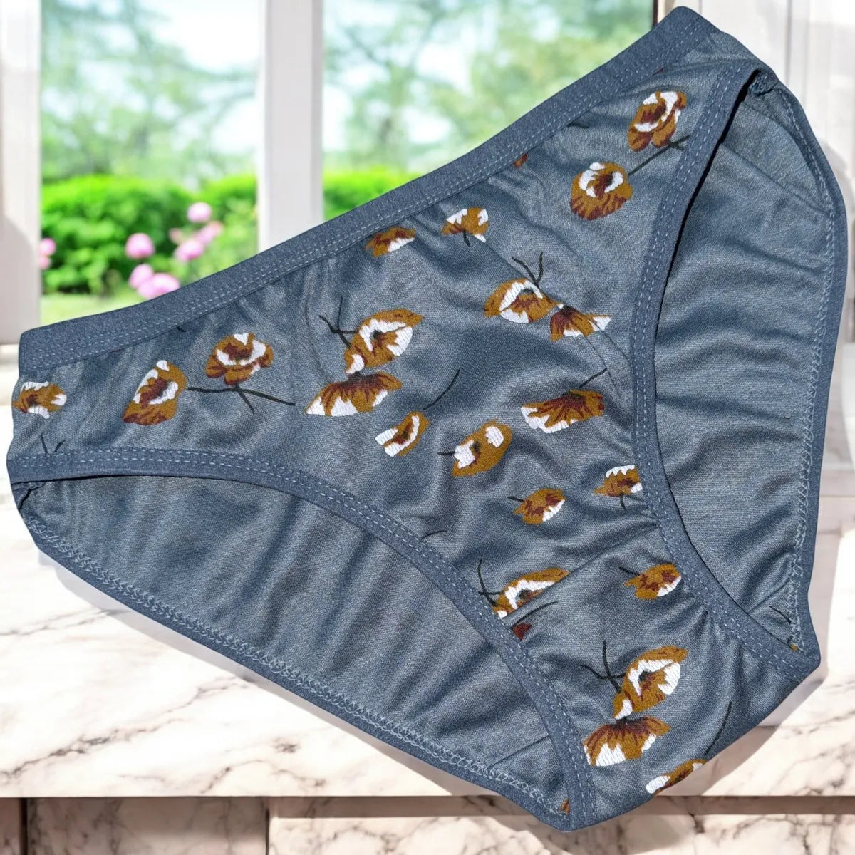 Women Printed Cotton Blend Panty-Pack of 3(Green, Grey, Pink)