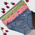 Women Printed Cotton Blend Panty-Pack of 3(Green, Grey, Pink)