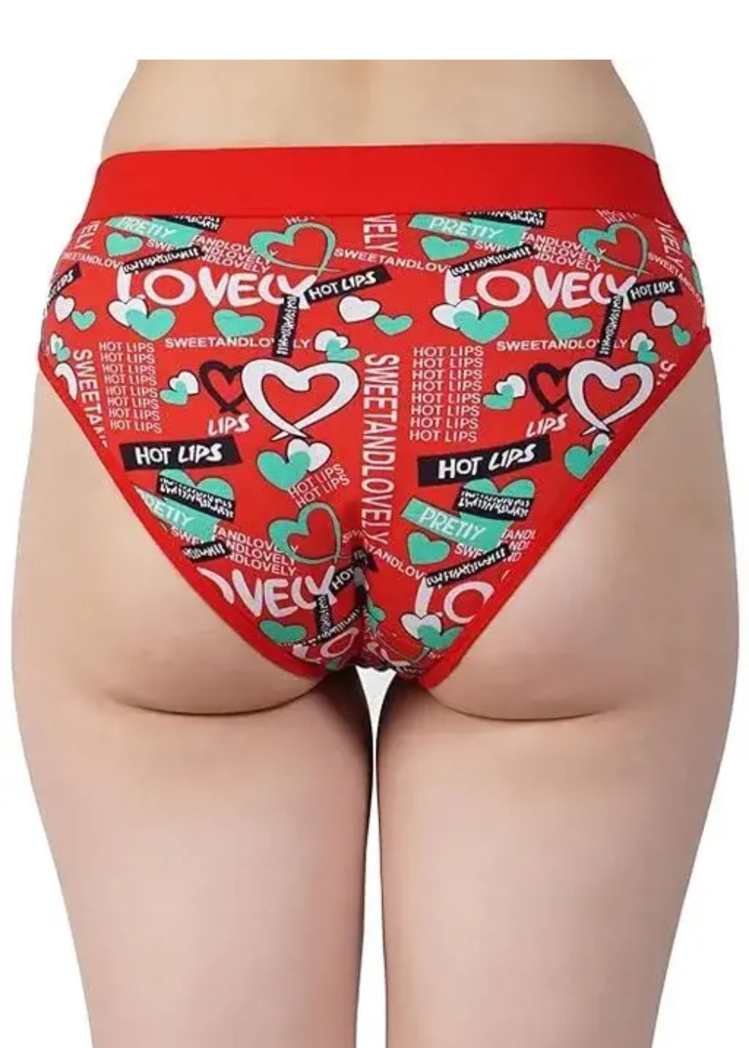 Women's Love Print Cotton Blend Panty- Pack of 3(Black,Red, grey) Soft, Stylish, Comfortable for daily wear