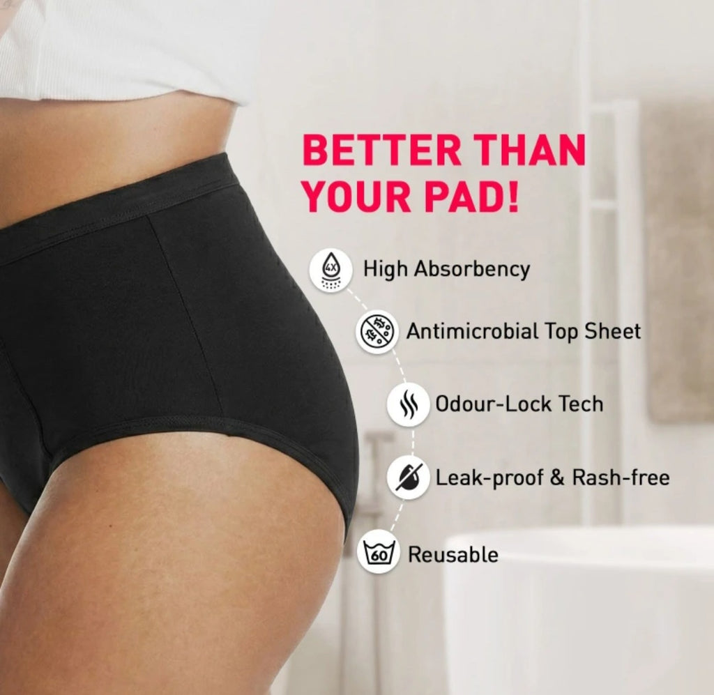 Leakproof Reusable Period Panty for Women Pack of 1 - Large Wash Upto 60 Times Sanitary Pad