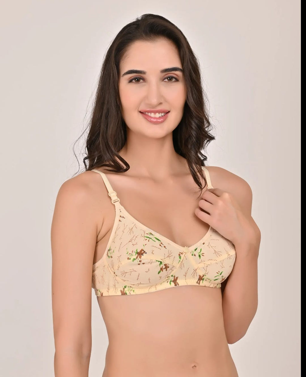 Non Padded Bra Pack of 6 Printed Everyday Bras in Skin, Pink & White Colors for Women