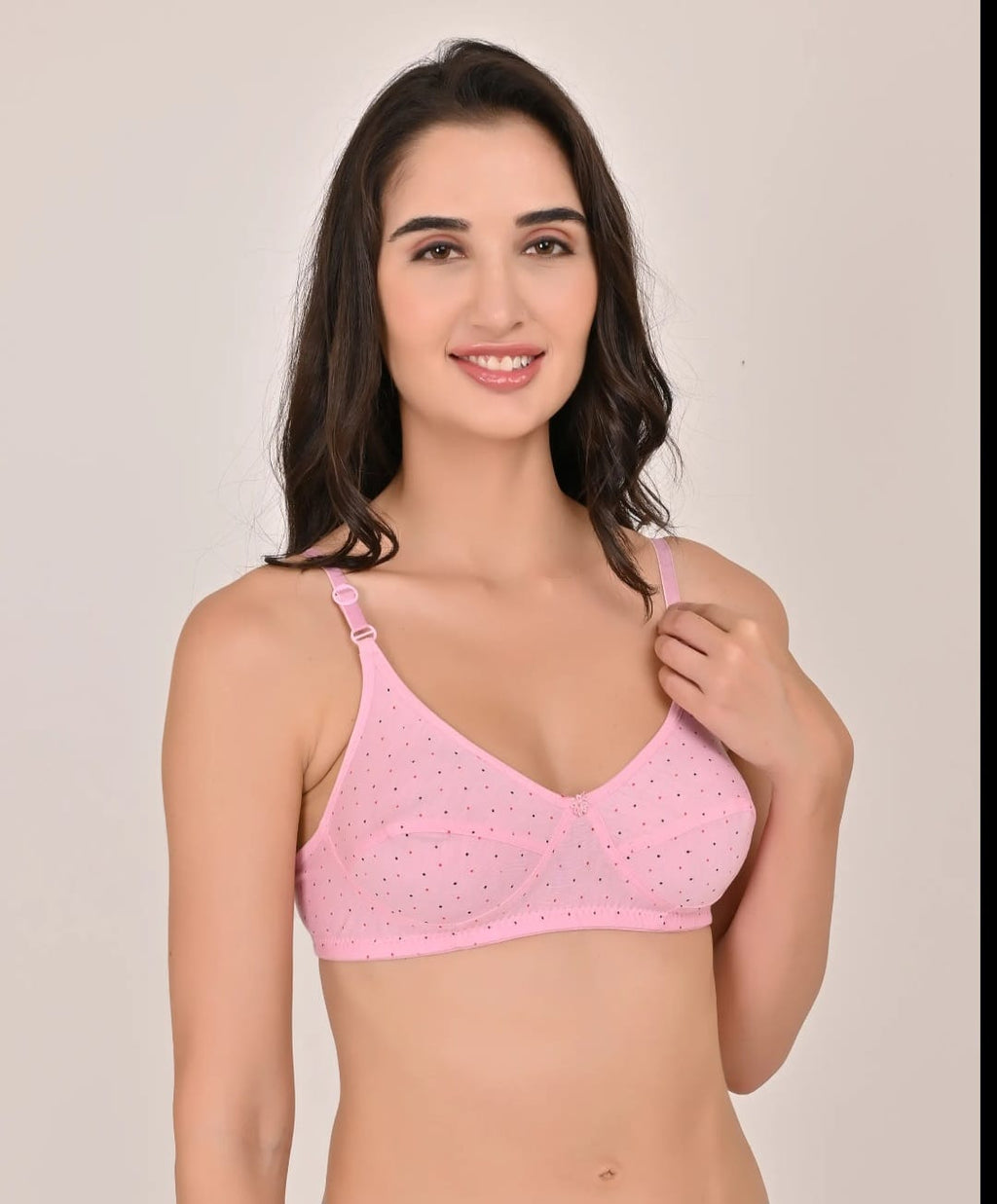 Non Padded Bra Pack of 6 Printed Everyday Bras in Skin, Pink & White Colors for Women